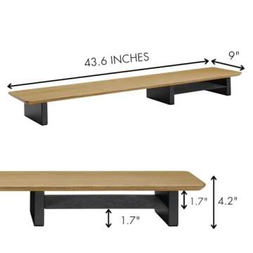 XL Oak Wood Desk Shelf Sleek Design Easy Assembly