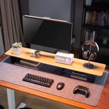 XL Oak Wood Desk Shelf Sleek Design Easy Assembly