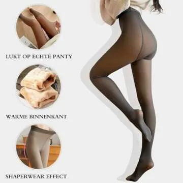 GTETKDE Women Warm Fleece Translucent Pantyhose Tights, Fake Translucent Fleece Winter Thermal Pantyhose for Women S/M 200GBlack