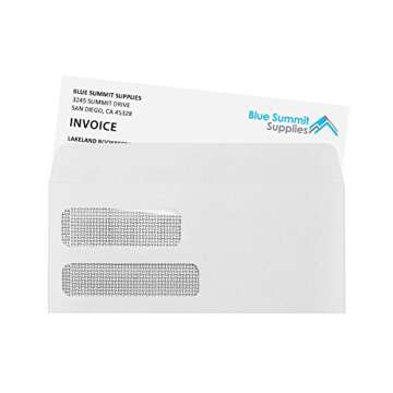 500 No. 9 Flip and Seal Double Window Security Envelopes - Designed for Quickbooks Invoices and Busi...