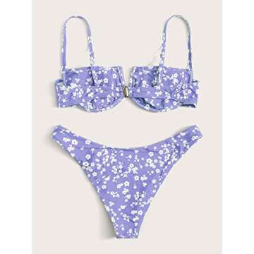 SOLY HUX Women's Floral Print Bikini Bathing Suit