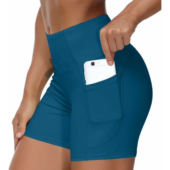 High Waist Yoga Shorts for Women with Pockets