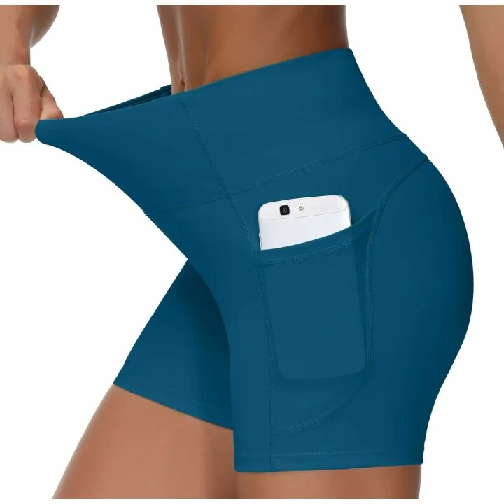 High Waist Yoga Shorts for Women with Pockets