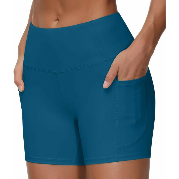 High Waist Yoga Shorts for Women with Pockets