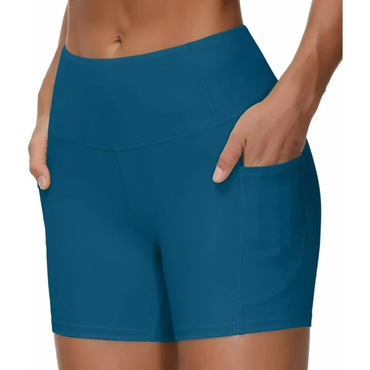 High Waist Yoga Shorts for Women with Pockets