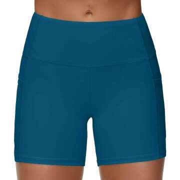 High Waist Yoga Shorts for Women with Pockets