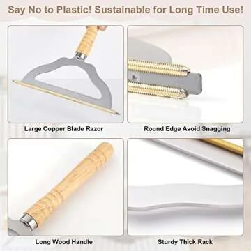 V2.0 Large Carpet Rake Pet Hair Remover, Reusable Long Handle Low Pile Carpet Scraper Lint Remover for Cat Hair Removal, Metal Dog Hair Remover Lint Brush, Rugs Couch Furniture Stairs Fabric Shaver