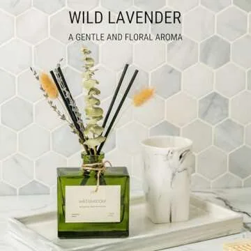 Craft & Kin Reed Diffuser with Dried Flowers | 5 oz White Lavender Scented Reed Diffusers for Home, Bathroom | Scent Sticks | Elegant Fragrance Home Decor for Men & Women