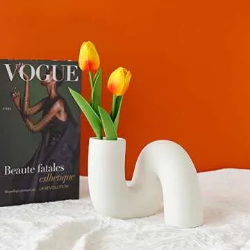 Unique PhiDor White Ceramic Decorative Flower Vase