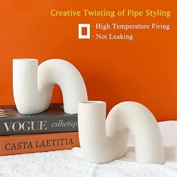 Unique PhiDor White Ceramic Decorative Flower Vase