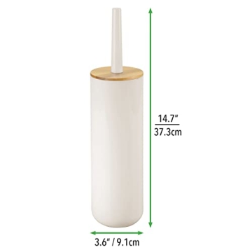 mDesign Cream Toilet Brush with Bamboo Holder for Bathrooms