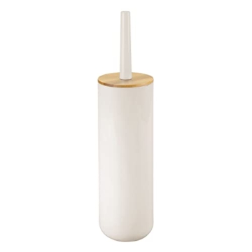 mDesign Cream Toilet Brush with Bamboo Holder for Bathrooms