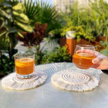 Handmade Boho Coasters Set of 4 | Stylish & Absorbent