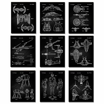 Vintage Star Vessels Patent Prints - Set of 9 (8x10) Unframed Wall Art Poster Gifts for Boys Men Wom...