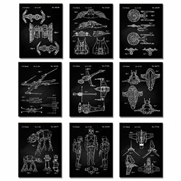 Vintage Star Vessels Patent Prints - Set of 9 Unframed Wall Art for Home Office Decor