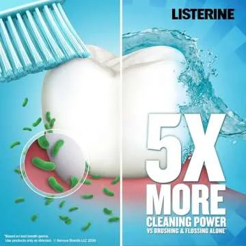 Listerine Cool Mint Antiseptic Mouthwash, Daily Oral Rinse Kills 99% of Germs That Cause Bad Breath, Plaque and Gingivitis for a Fresher, Cleaner Mouth, Cool Mint Flavor, 500 mL