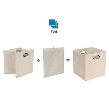 Posprica Collapsible Storage Cubes,11×11×11 Fabric Storage Bins Containers Drawers,4pcs, Beige
