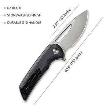 CIVIVI Odium Small Folding Knife –2.65" Black Stonewashed D2 blade, G10 Handle, Ball Bearings Pivot, Flipper Opening Knife with Reversible Deep Carry Clip C2010D (Black)