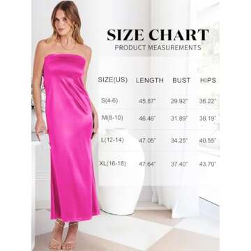 ANRABESS Women Summer Wedding Guest Maxi Dress Strapless Satin Tube Bodycon Backless Cocktail Formal Dresses 2025 Spring Hot Pink