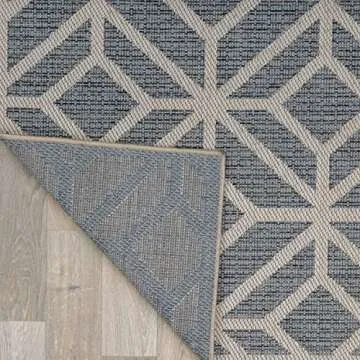 Rugshop Contemporary Geometric Rug for Patio, Dec, Balcony, Indoor/Outdoor Area Rug 7'10" x 10' Blue