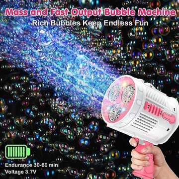 Bubble Machine Gun for Kids Toys with Thousands Bubbles and Shoulder Strap 36 Holes Bubble Machine for Kids Birthday Gifts for 3 4 5 6 7 8 9 10 11 12 Year Old Boys Girls Summer Outdoor Toys