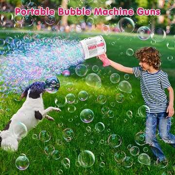 Bubble Machine Gun for Kids Toys with Thousands Bubbles and Shoulder Strap 36 Holes Bubble Machine for Kids Birthday Gifts for 3 4 5 6 7 8 9 10 11 12 Year Old Boys Girls Summer Outdoor Toys