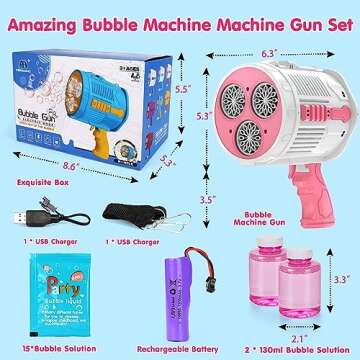 Bubble Machine Gun for Kids Toys with Thousands Bubbles and Shoulder Strap 36 Holes Bubble Machine for Kids Birthday Gifts for 3 4 5 6 7 8 9 10 11 12 Year Old Boys Girls Summer Outdoor Toys