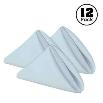 Gee Di Moda Cloth Napkins - 17 x 17 Inch Baby Blue Dinner Napkins - Set of 12 Soft & Absorbent Washa...
