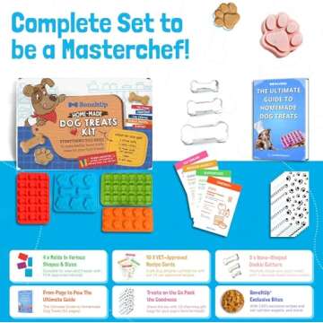 BoneItUp Homemade Dog Treats Set Silicone Molds Cookie Cutters with Healthy Vet Approved Recipes, Pu...