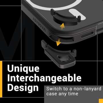 MAGEASY Case with Strap for Phone 15 Pro Max - Heavy Duty 16ft Drop Protection, 6.7" Crossbody Case with Lanyard, Compatible with MagSafe - Odyssey M + Strap | Embedded Metal Frame