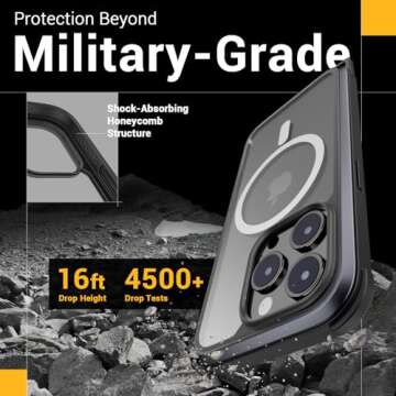 MAGEASY Case with Strap for Phone 15 Pro Max - Heavy Duty 16ft Drop Protection, 6.7" Crossbody Case with Lanyard, Compatible with MagSafe - Odyssey M + Strap | Embedded Metal Frame