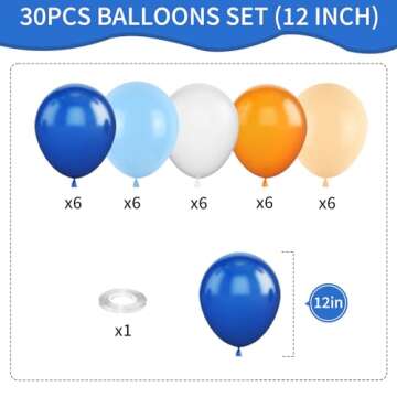 Orange and Blue Balloons, 12 Inch Orange White Blue Balloons Pastel Orange Royal Blue White Balloons...