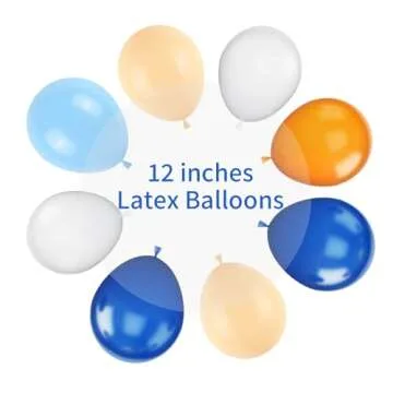Orange and Blue Balloons, 12 Inch Orange White Blue Balloons Pastel Orange Royal Blue White Balloons with Ribbons for Birthday Baby Shower Graduation Engagement New Year Party Decorations