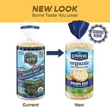 Lundberg Organic Brown Rice Cakes, Lightly Salted, Gluten-Free, Vegan, Healthy Snacks, 8.5 oz (Pack of 6)