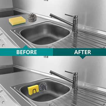Telivava Sponge Holder for Kitchen Sink(2 Pack), Strong Adhesive Sink Sponge Holder, SUS304 Stainles...
