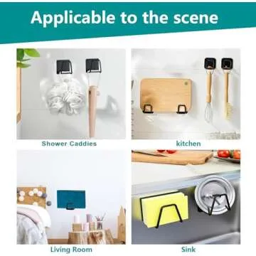 Telivava Sponge Holder for Kitchen Sink(2 Pack), Strong Adhesive Sink Sponge Holder, SUS304 Stainless Steel Sponge Holder for Kitchen Accessories - Waterproof & Quick Drying(B Style Black)