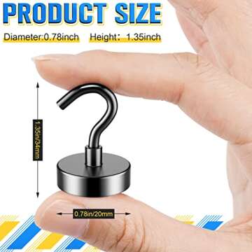 FINDMAG 6 Pack Magnetic Hooks, 50lbs Magnet Hook for Hanging Heavy Duty, Strong Magnetic Hooks for R...