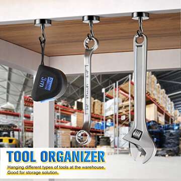 FINDMAG 6 Pack Magnetic Hooks, 50lbs Magnet Hook for Hanging Heavy Duty, Strong Magnetic Hooks for Refrigerator, Cruise Magnets with Hooks for Classroom, Office, Kitchen and Garage etc