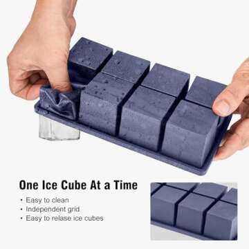 Samuelworld Large Silicone Ice Cube Tray Molds, 2-Pack - BPA Free, Flexible, 8 Cavity Easy Release S...
