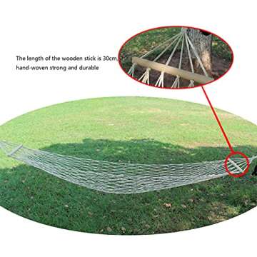 GallenJM Hammock Cotton Rope with Wood Spreader, 102 x 32 Inches Single Hammock,Children Hammock for Camping,Patio Yard,Outdoor,Indoor with Carrying Bag