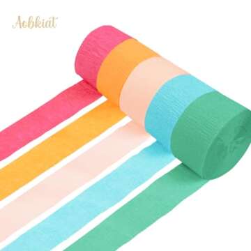 AOBKIAT 5 Rolls Rainbow Party Streamers Crepe Paper,Candyland Party Decorations for Christmas,Birthd...