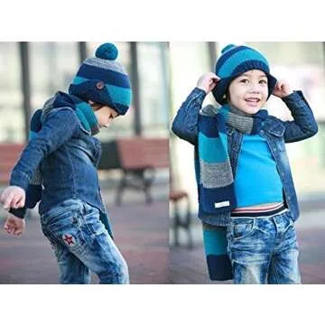Yonger Cute Baby Boys Kid Hat Wool Knitted Crochet Beanie Cap Scarf Set