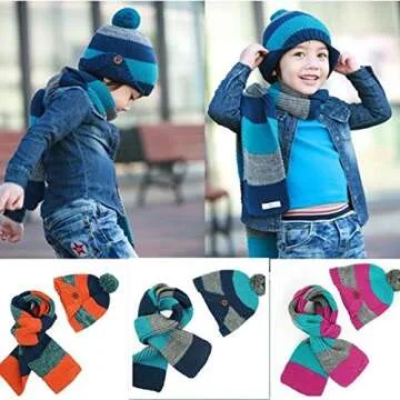Yonger Cute Baby Boys Kid Hat Wool Knitted Crochet Beanie Cap Scarf Set