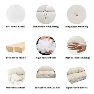 Magic Home Modular Sectional Sofa,Luxury Modern Living Room Upholstery Sofa Couch, L Shaped Couch with Reversible Chaise with Ottomans (Beige), MGSOFA