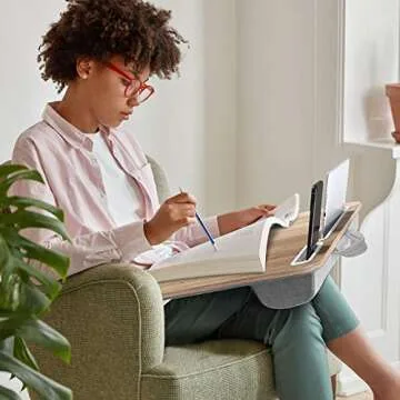 HUANUO Lap Desk - Fits up to 17 inches Laptop, Built in Wrist Pad for Notebook, Tablet, Laptop Stand with Tablet, Pen & Phone Holder