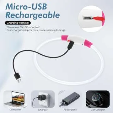 BSEEN Light Up Dog Collar, Glowing LED Dog Collar Rechargeable Pet Collar Waterproof TPU Cuttable Dog Walking Lights for Small Medium Large Dogs (Pink)