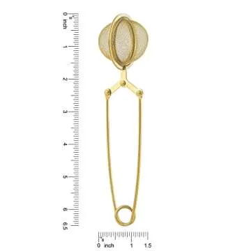 Tea Infuser Tea Ball Tea Filter with Clip for Brew Loose Tea Perfect Pincer Tea Infuser Busket Colador Infusor té Metal Mesh Tea Filter Sifter Fine Mesh Ball Tea Filter (Gold Long Handle Tea Filter)