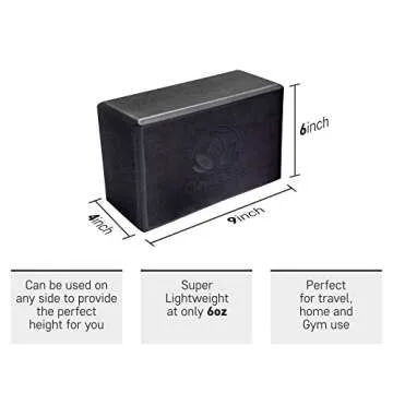Yoga Blocks 2 Pack – 2 High Density Light Weight Exercise Blocks 4 x 6 x 9 Inches Support All Poses - Lightweight Versatile Fitness and Balance Odor Free Bricks (Black)