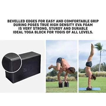Yoga Blocks 2 Pack – 2 High Density Light Weight Exercise Blocks 4 x 6 x 9 Inches Support All Poses - Lightweight Versatile Fitness and Balance Odor Free Bricks (Black)