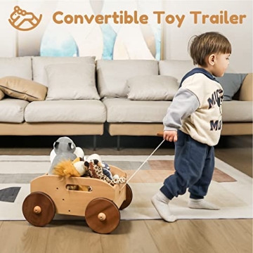 Woodtoe Wooden Baby Walker - Adjustable Speed Push Toy for Toddlers